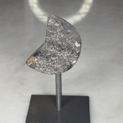 Black Amethyst Crescent Moon On Stand 