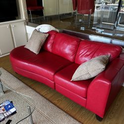 Red Leather Couch - New Condition