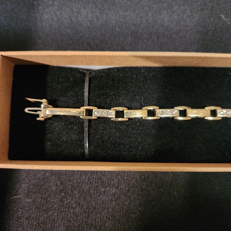 14K YELLOW GOLD 2CT DIAMOND BRACELET 8" FITS A LITTLE SMALL SAFETY CLASP 15 GRAMS