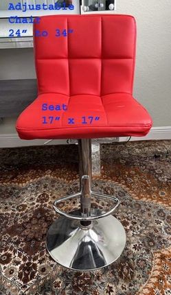 Stylish Red Swivel Barstool – Adjust 24”- 34”