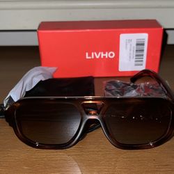 Livho Brown Tortoise Square Aviator Sunglasses 