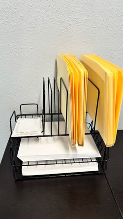 Black Wire Desk Organizer with File Sorter