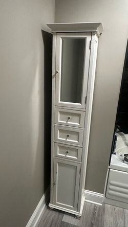 White Mirrored Tower Storage Unit