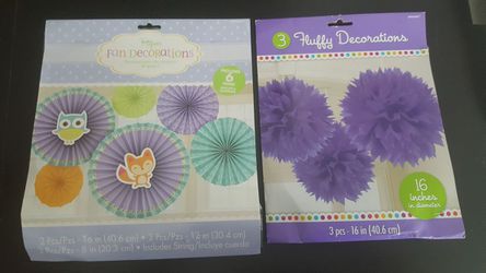 Party decor fans and paper flower