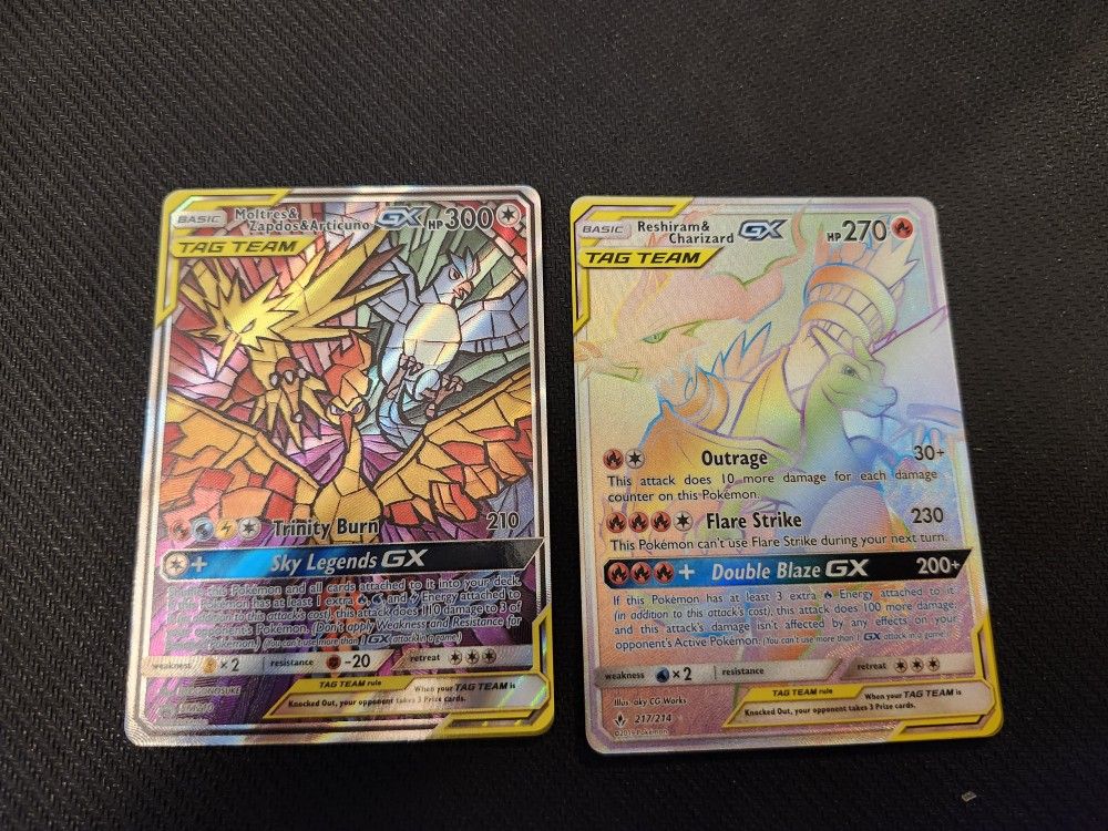 TAG TEAM RESHIRAM & CHARIZARD MOLTRES & ZAPDOS & ARTICUNO GX