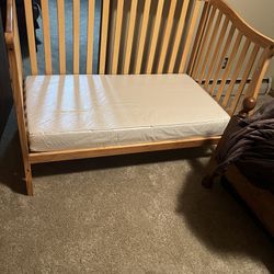 Crib To toddler Bed With Mattress, Mattress Pad And Sheet