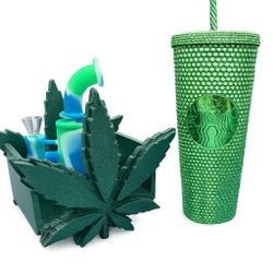 Leaf Wooden Box With Water Accessory, And New Starbucks Cup