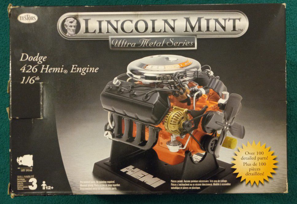 DODGE Hemi 426 ENGINE Model Kit  1/6th Scale TESTORS Complete W Instructions