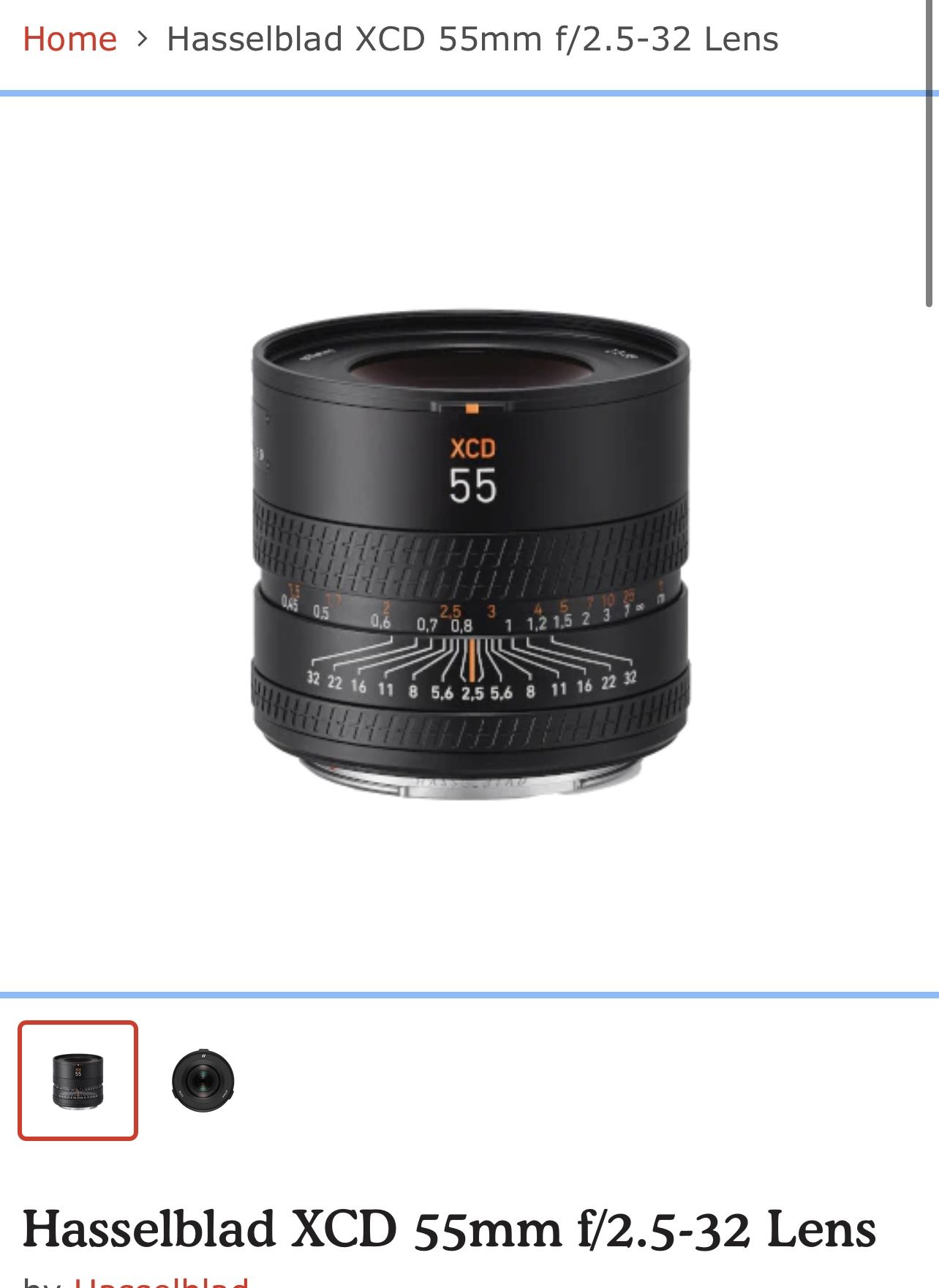 Hasselblad XCD 55mm F/2.5 v Lens NEW