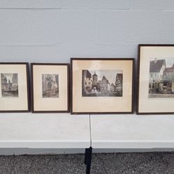 Antique Prints Of Germany On Linen, Set Of 4