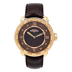 *Men's DeWitt 43mm Twenty 8 Eight T8.AU.003 Automatic 18K Rose Gold Watch with Chocolate Dial and Brown Leather Strap. (Pre-Owned)