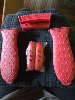 Red Silicone Pot Handle Covers Set