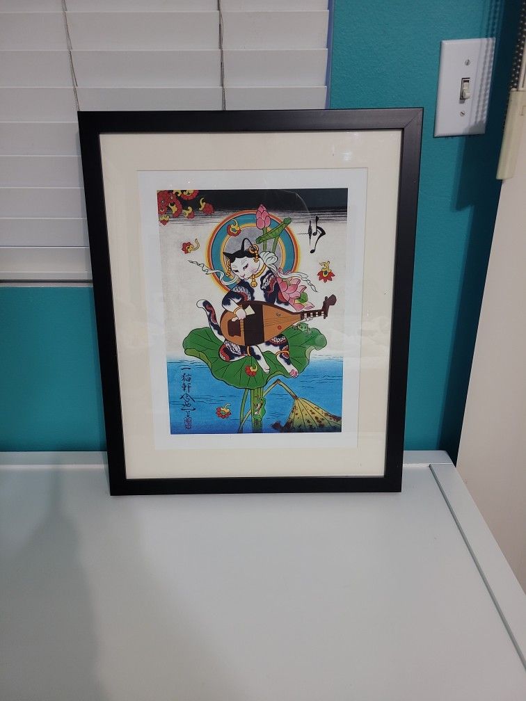 Benten Cat Print GODDESS Framed