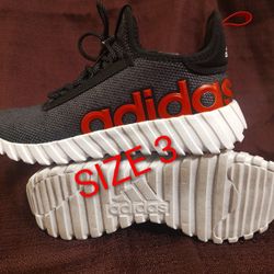 Adidas Kaptir 3.0 K - Size 3 - black red & white running shoe