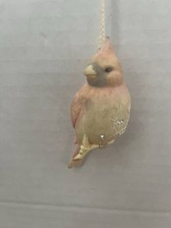 White Woodland Cardinal on Branch Christmas Ornament