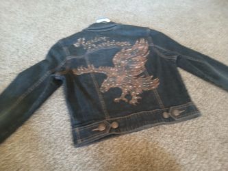Harley Davidson boy or girl denim jacket back is Braded studded new