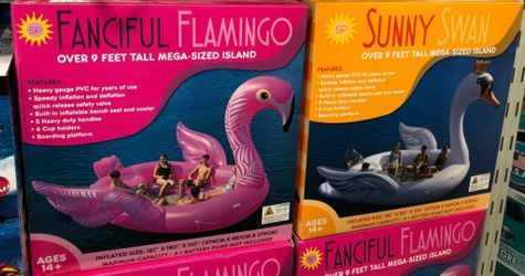 Giant float for 6 people. Great to have in a lake or river during this hot day. Brand new in the box never opened.