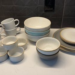 Rustic Dish Set – Churchill Stonecast + Front of the House Mugs – Great Condition