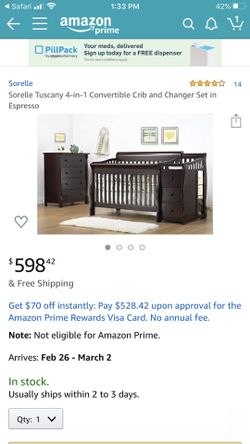 Baby crib and changing table. Hardware included
