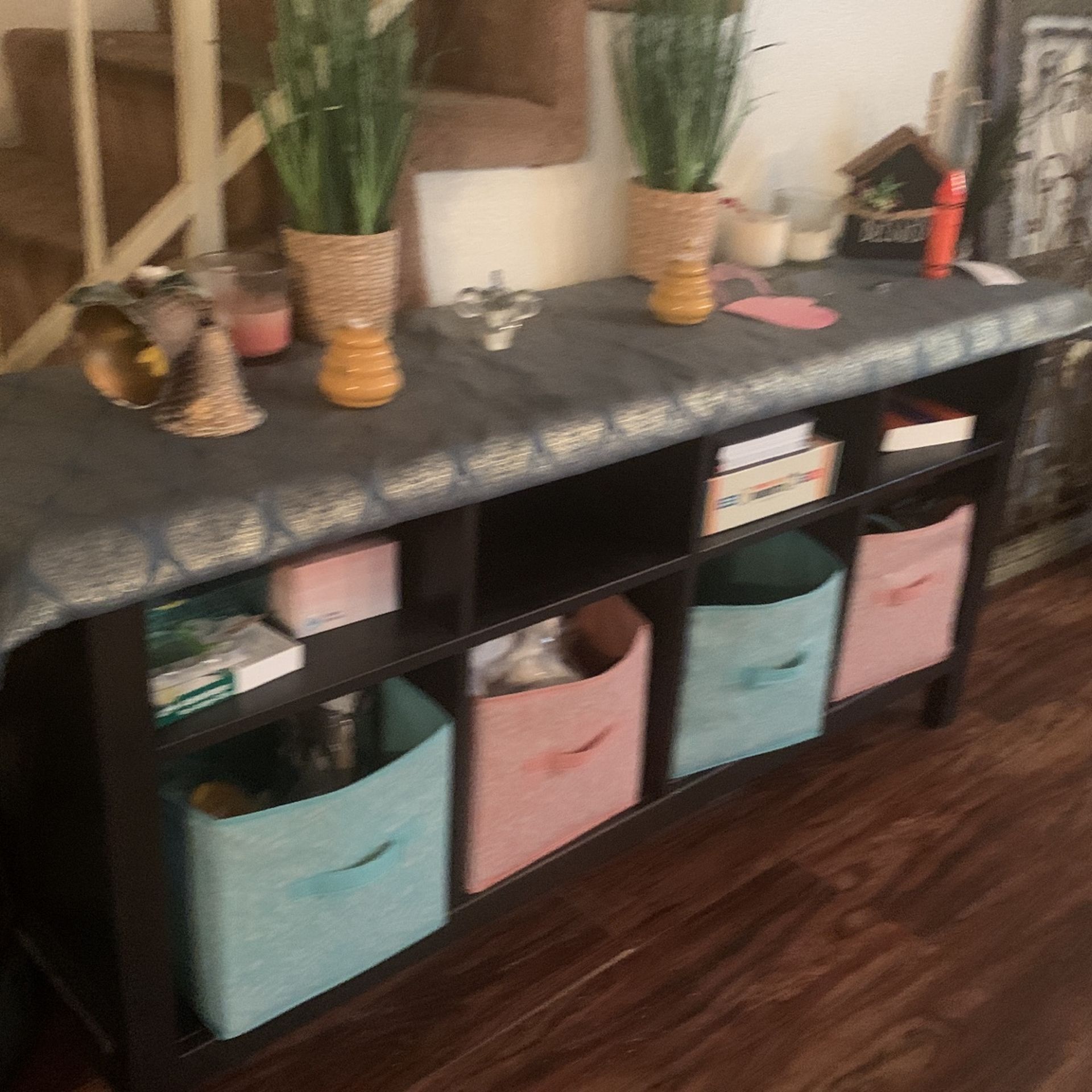 Dark Brown Console Table/cubbies