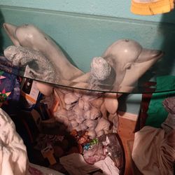 Dolphin Table With Glass On Top