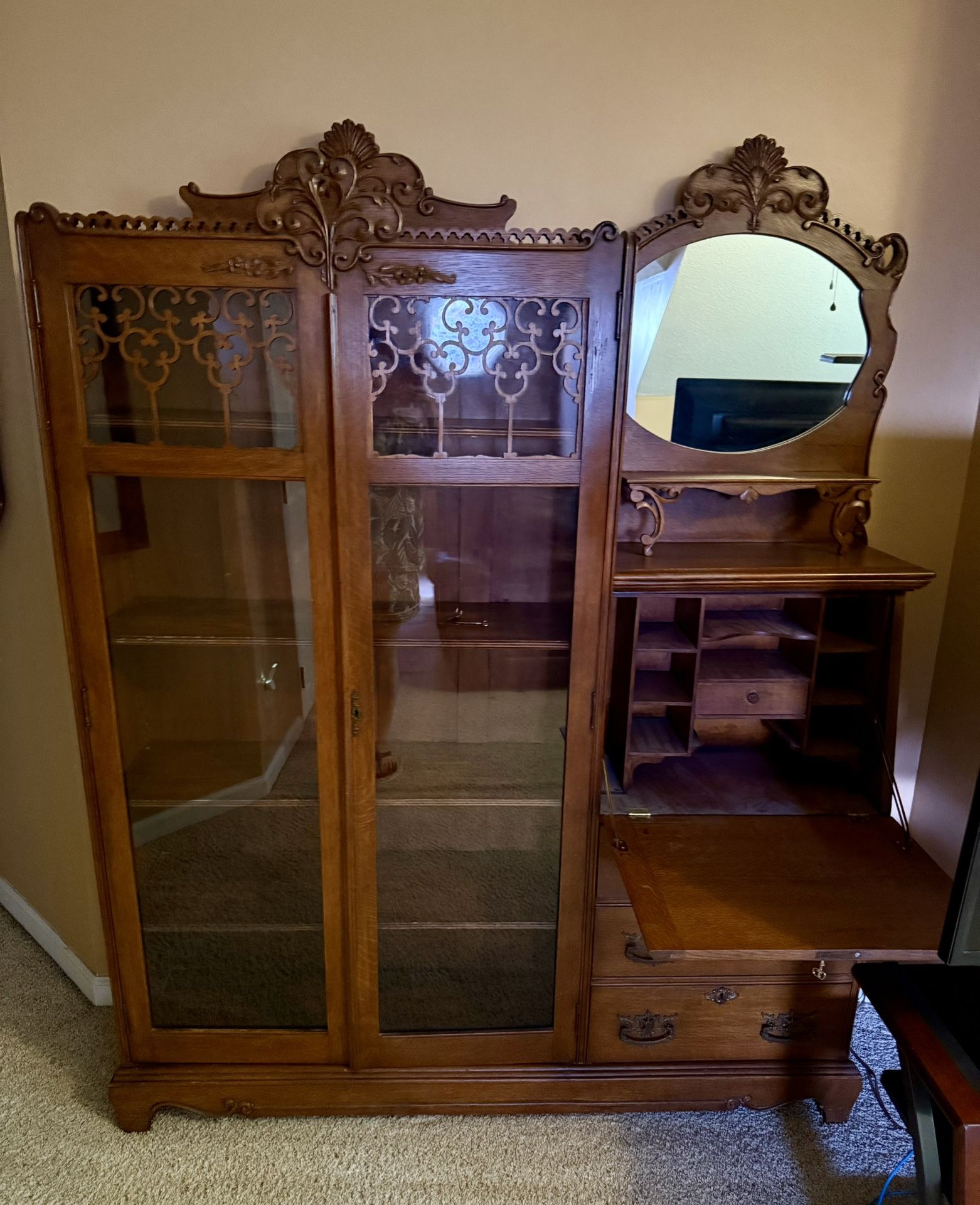 Antique Cabinet W/secretary Desk