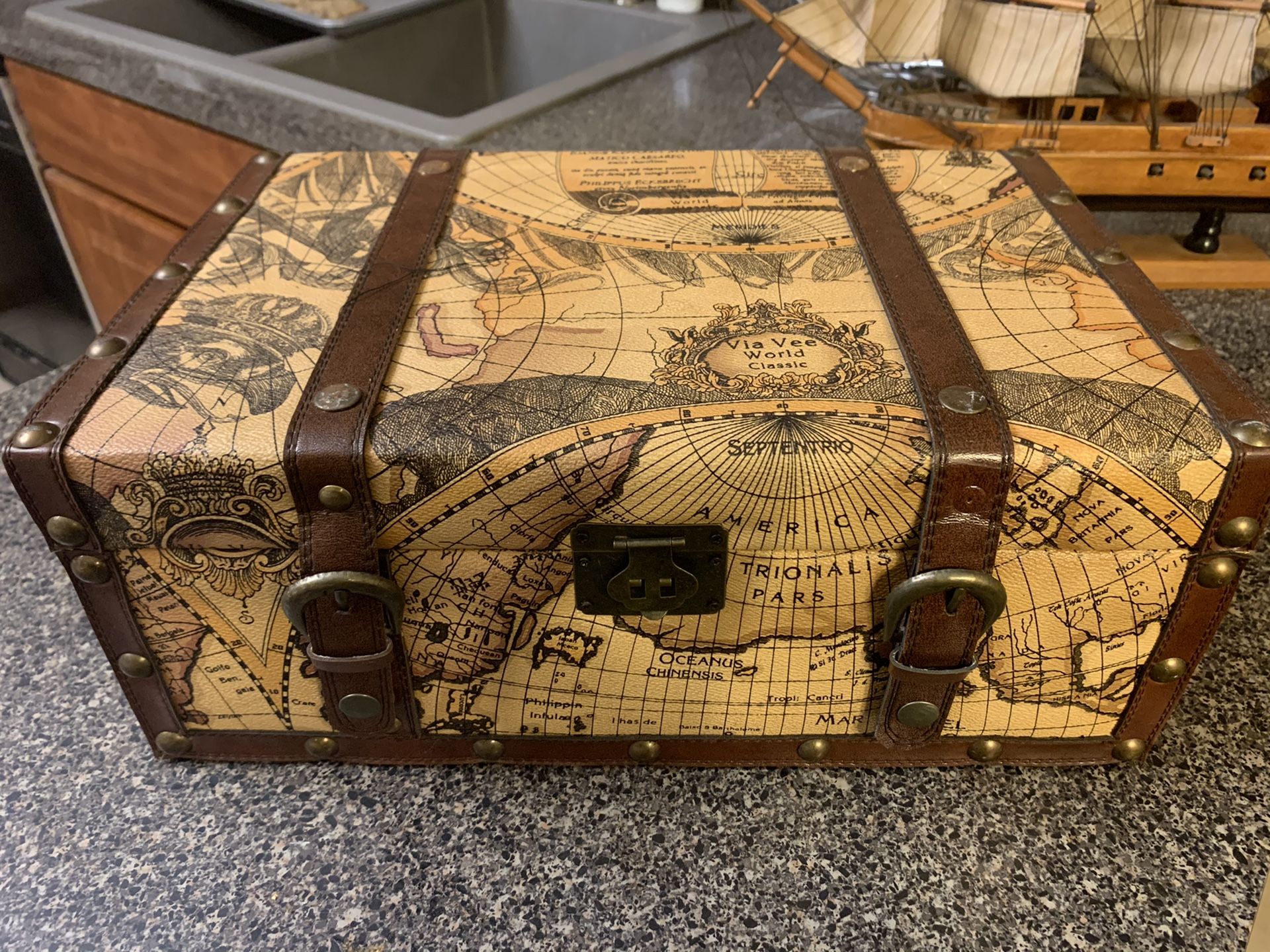 World map suitcase decorative storage box