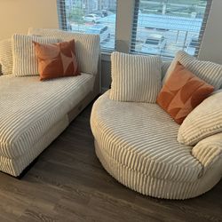  Sectional And Round Love Seat