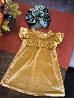 Baby girl Velvet Holiday dress and turban