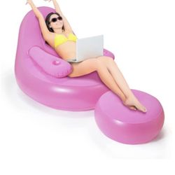 Nevife Inflatable Armrest Lounge Chair with Ottoman, Portable Blow Up Sofa, Air Chaise Lounge, Lazy Couch for Indoor & Outdoor (Pump not Included) Pin
