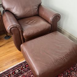 Leather Couch And Chair With Ottoman 