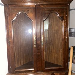 ANTIQUE chestnut tall dresser with portable light bulb