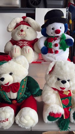 Christmas bears, bunny and snowman