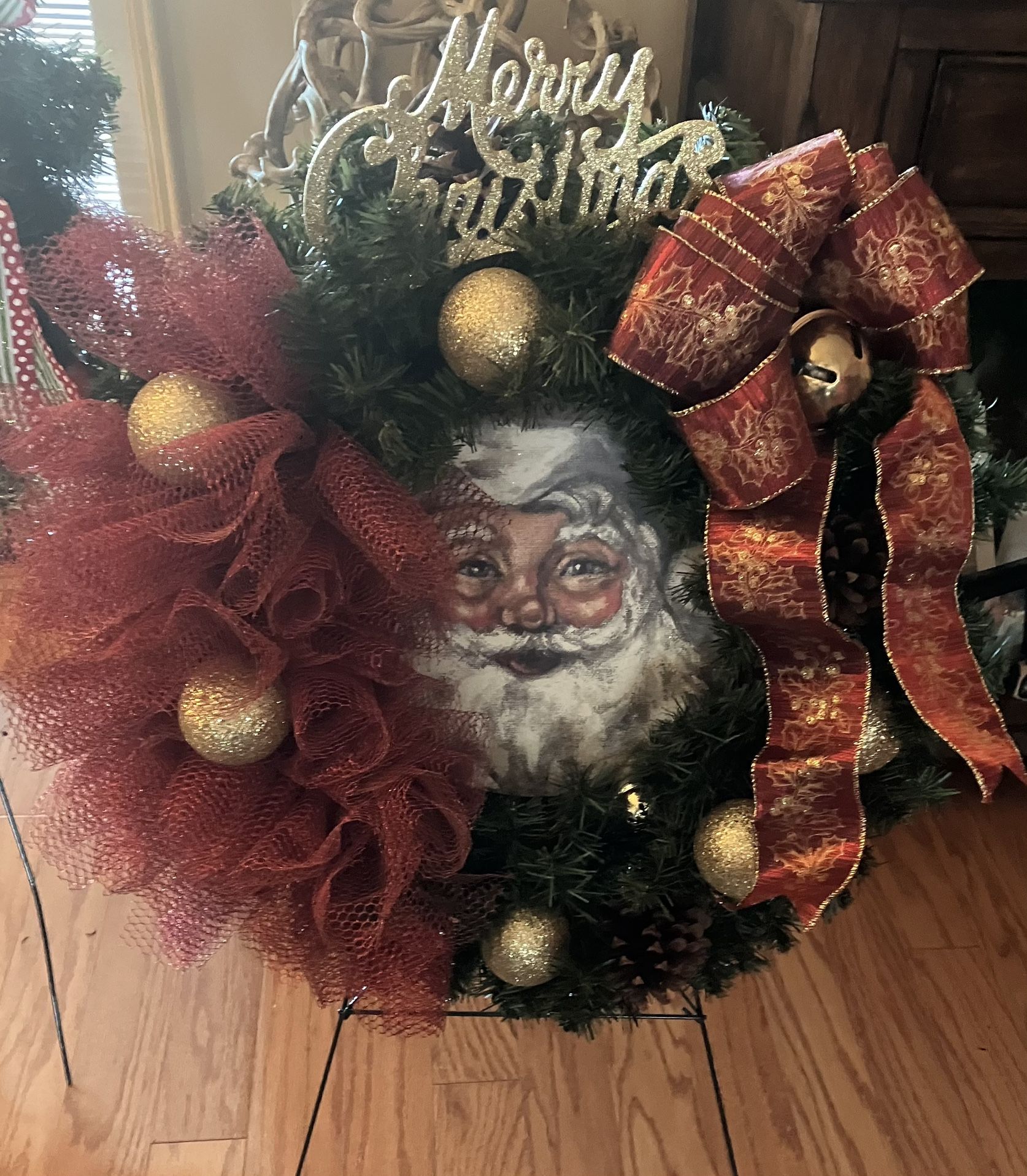 Handmade 24” Vintage Santa Wreath