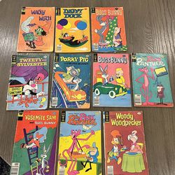 Yosemite Sam, Bugs Bunny, Woody Woodpecker,   The Pink Panther, Tweety and Sylvester, Porky Pig, Wacky Witch