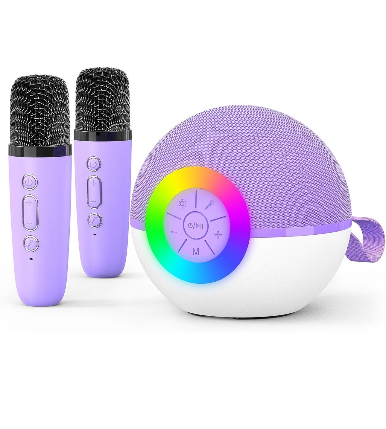 New-Mini Karaoke Machine Speaker for Kids Adults, Portable Bluetooth Microphone Song Toys with LED Light, Best Chritmas Birthday Festival Gift for 3 4