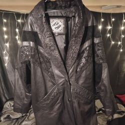 Long Leather Coat Mens Large