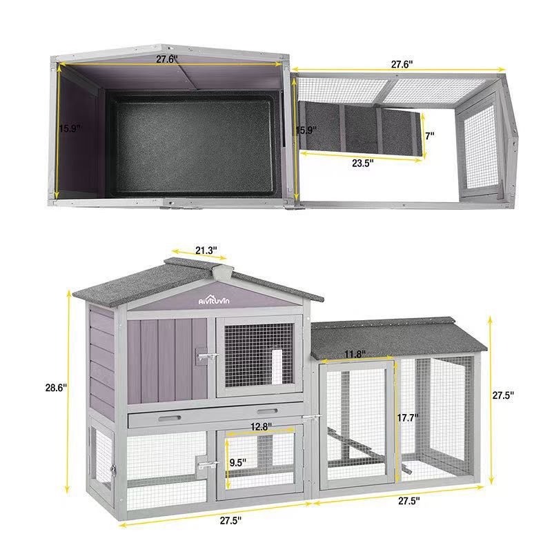 🥨Aivituvin-AIR02 Rabbit Hutch | Easy Combine With Second Bunny Cage (Inner Space 10.4 ft²) - One Hutch, 👀item in the boxes