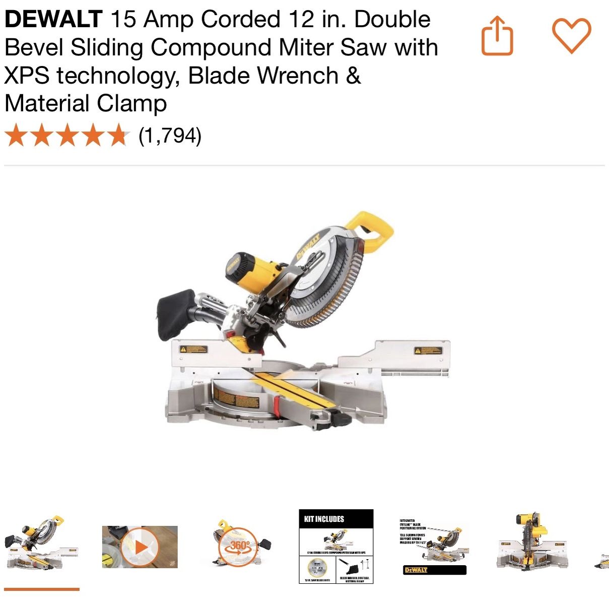 DeWalt 12 Inch Double Bevel Sliding Compound Miter Saw