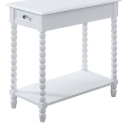 New in Box White Wooden Night Stand/End Table with A Drawer