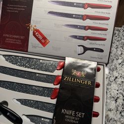 6-Piece Kitchen Knife Set with Ceramic Peeler – New