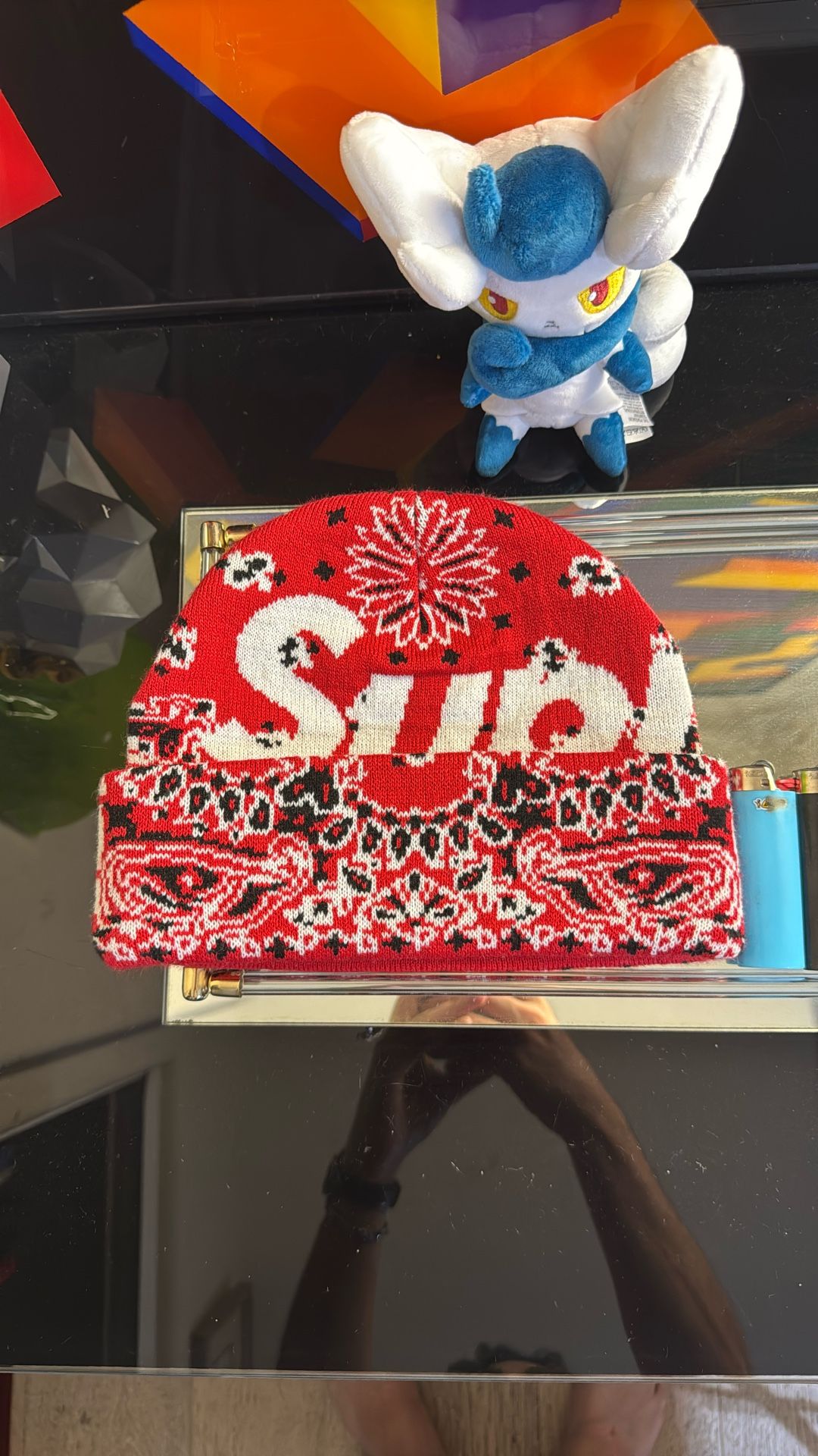 Red Supreme Bandana Beanie Brand New!