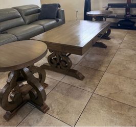 Rustic Wood Coffee Table and End Tables Set