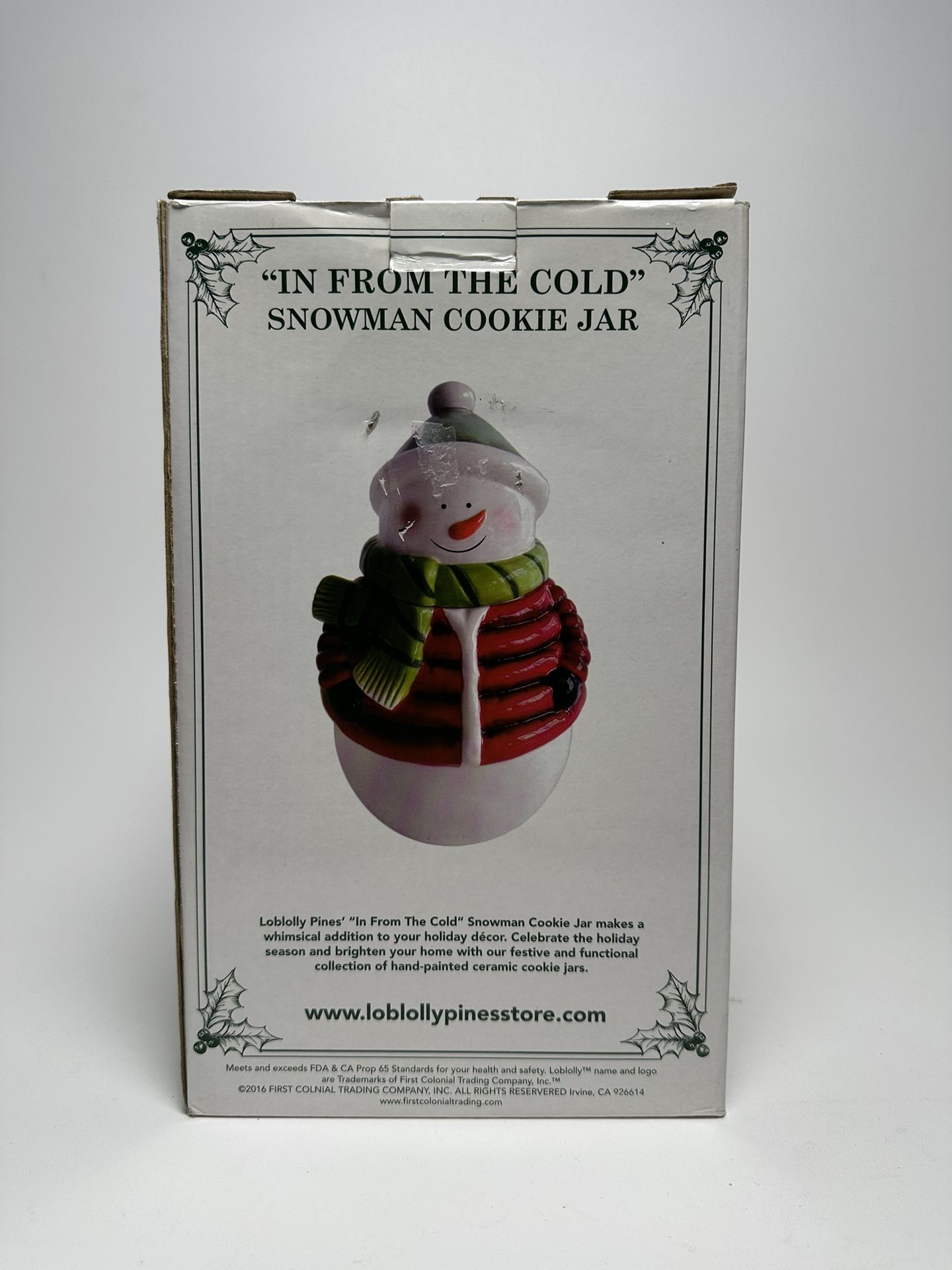 Loblolly Pines "In From The Cold" ceramic snowman cookie jar