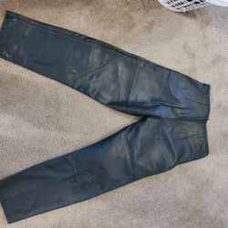 100% Leather Pants Black