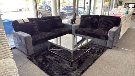 GORGEOUS CORDOROY TWO-TONES SOFA/LOVE-SEAT, AVAILABLE IN WHITE OR GREY