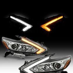 2016-2018 Nissan Altima Halogen w/LED DRL SwitchBack Signal Headlight Chrome