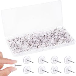 450-Pack Clear Push Pins Thumbtacks, Clear Thumb Tacks for Wall, Flat Push Pins for Bulletin Board Cork Board, Plastic Wall Tacks Wall Pins for Map Ph