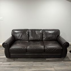 Leather Couch With Queen Pull Out Bed 