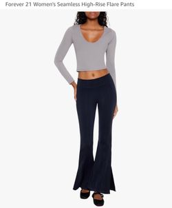 Forever 21 Medium Women's Seamless High-Rise Flare Pants Black